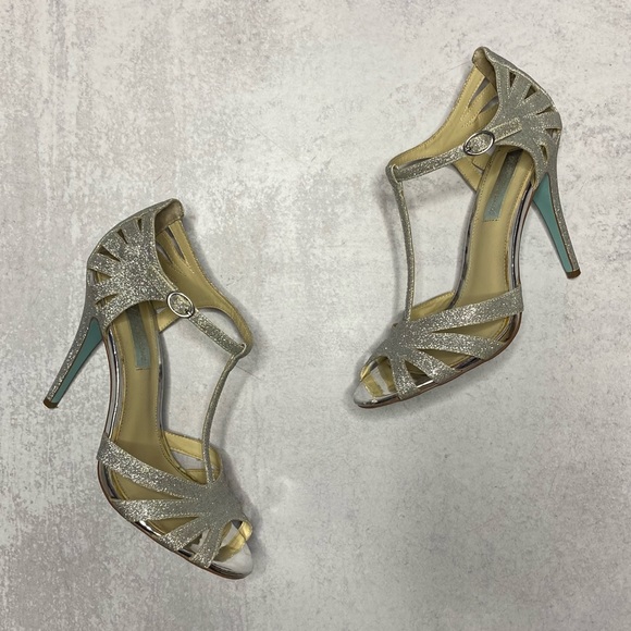 Betsey Johnson Shoes - Blue By Betsey Johnson Glitter T-Strap Heels